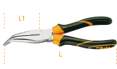 Pinza a becchi mezzotondi lunghissimi piegati con impugnatura bimateriale